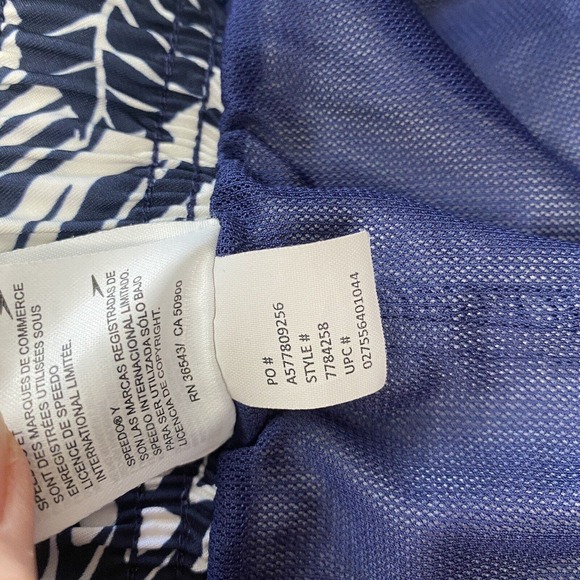 Speedo Board Shorts Mens Large Bondi Etched Floral Blue White Pockets Lined - Picture 12 of 13